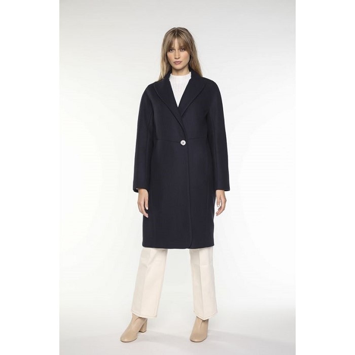 프랑스 코트브랜드 LENER [메종르네] Mid-length Coat in navy virgin wool for women 00624