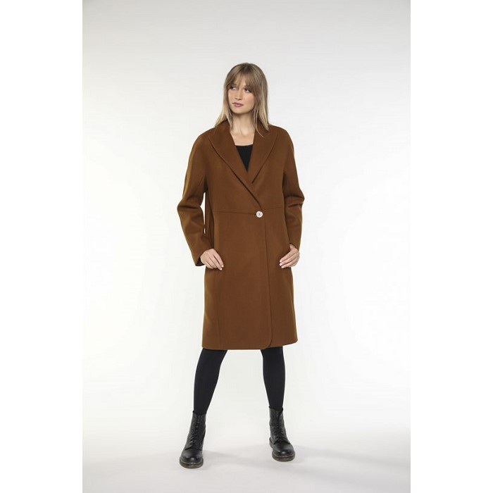 프랑스 코트브랜드 LENER [메종르네] Mid-length Coat in brown virgin wool for women 00628