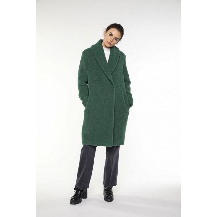 프랑스 코트브랜드 LENER [메종르네] Green bouclette wool coat with a shawl collar 00639