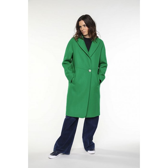 프랑스 코트브랜드 LENER [메종르네] Mid-length Coat in green virgin wool for women 00632