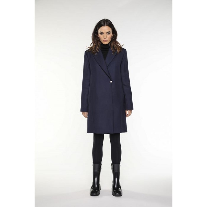프랑스 코트브랜드 LENER [메종르네] Overcoat in navy blue virgin wool for women 00630
