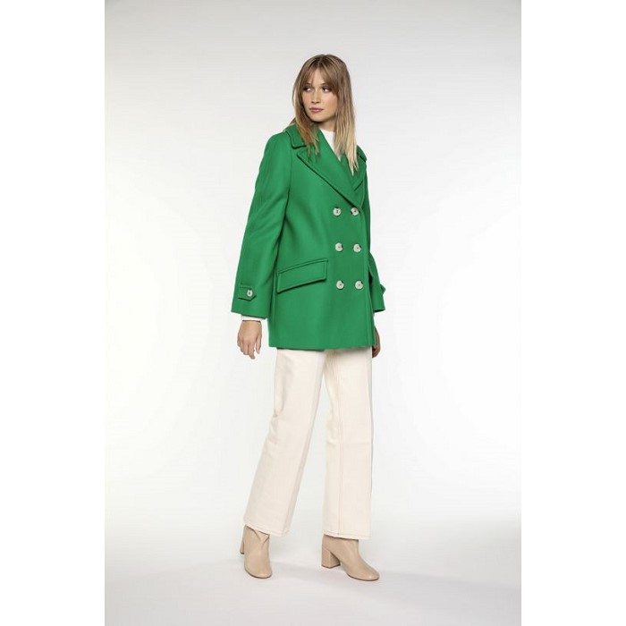 프랑스 코트브랜드 LENER [메종르네] Green pea coat in virgin wool 00625