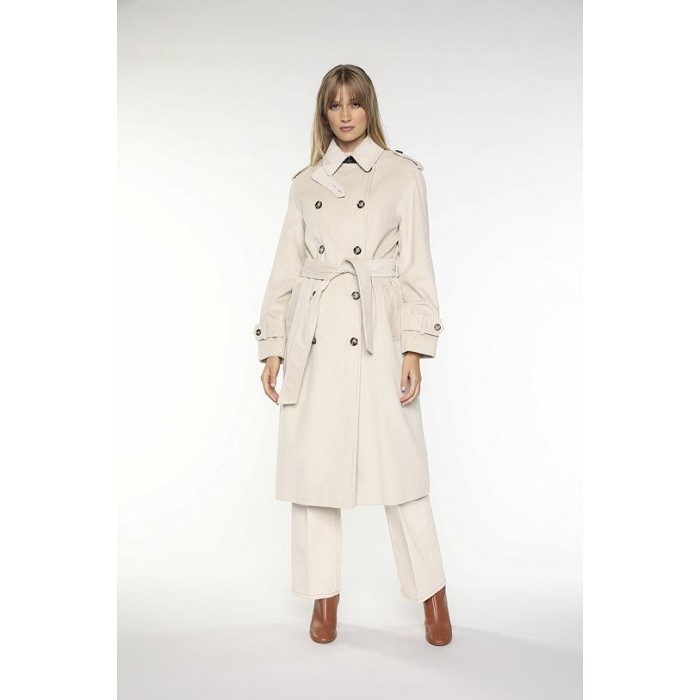 프랑스 코트브랜드 LENER [메종르네] Trench coat in creme cotton corduroy 00638
